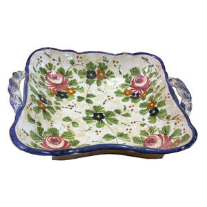 Vintage Meiselman Imports Italy K720 Blue Jewelry Dish Plate with Handle